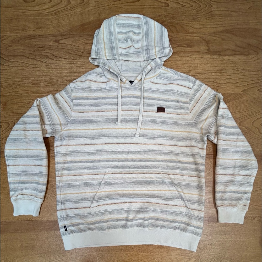 O'Neill Cream Striped Pullover Hoodie with Tan & Gray Accents